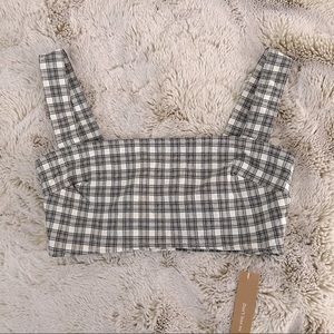 Reformation Black and White Plaid High Waist Shorts